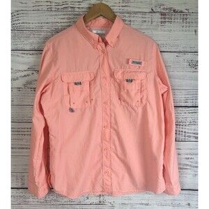 Columbia PFG Tamiami II UPF 40 Womens M Peach Vented Long Sleeve Button Up Shirt